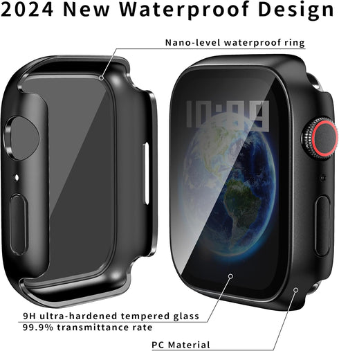 Waterproof Privacy Case Compatible with Apple Watch Series 9/8/7 45mm with Anti-peep Screen Protector, iWatch Face Cover Protective Bumper for iWa...