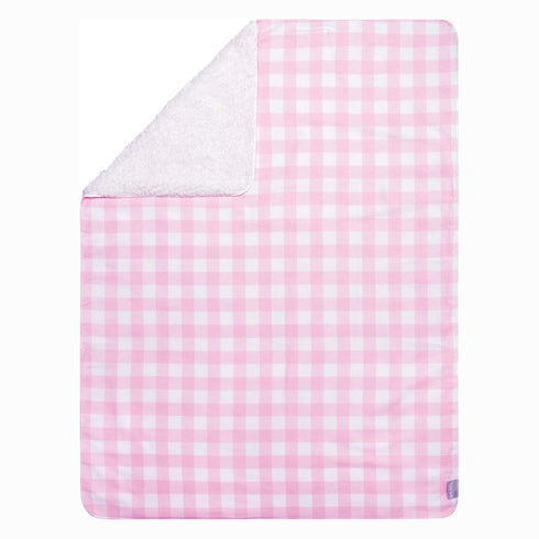 Trend Lab Pink Buffalo Check Flannel and White Faux Shearling Baby Blanket, 30 in x 40 in...