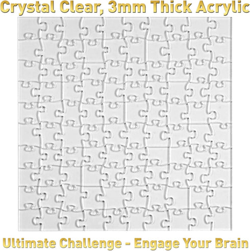 Funwares ImPuzzable Insanely Impossible Puzzle: 100-Piece Clear Acrylic Puzzle for Adults, Every Piece Unique, False Edges, False Corners, Hardest...