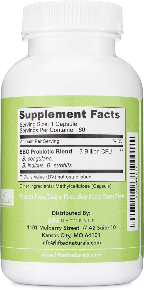 Lifted Naturals Probiotics - SBO Mood Boost Probiotic - Spore/Soil-Based - Digestion & Mood Support - Histamine-Free - Natural Mood Support - 60 D...