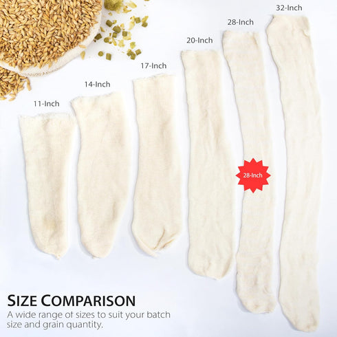 Hops, Grain & Spice Beer Brewing Bags - 28” (10 Pack) Cotton Mesh Steeping Bags for Beer Wine, Cider, Tea Leaves, Soups & Nut Milk, Hops & Grain S...