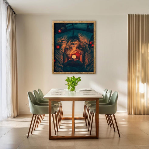 Posterizer 1 pcs-cute girl in bed with Valentine's day candles-Romantic Art-Holiday Poster Collection-Gift for Couples boyfriend girlfriend Husban...