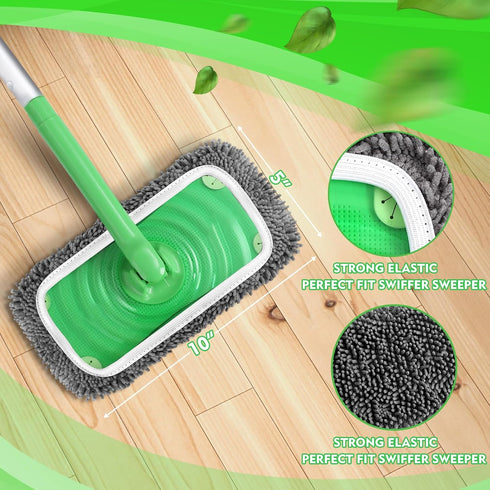 Reusable Wet Pads Refill for Swiffer Sweeper Mop - Dry Sweeping Cloths & Wet Mopping Cloths for Household Cleaning - Washable Microfiber Mop Pads,...