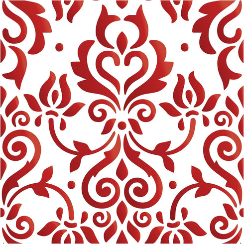 Damask Tile Stencil, 12 x 12 inch (L) - Reusable Victorian Wall Floor Furniture Stencils for Painting Template...