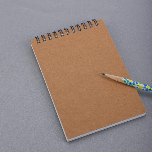 AB Max Sketchbook A6 - Wirebound Notebook Manuscript Shorthand Pad with Kraft Cover Cartridge Paper for Art Drawing Diary Letter Memo Writing...