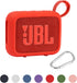 for JBL Go 4 Waterproof Bluetooth Speaker Silicone Cover Case, Portable Silicone Travel Case with Carabiner, Protective Skin Case (Red Case) - co2...