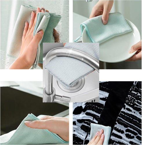 Extra Large Streak Free Glass Cleaning Cloth, Lint Free Nanoscale Microfiber Tower, Fish Scale Glass Cleaning Cloth, Polishing Tower for Window Mi...