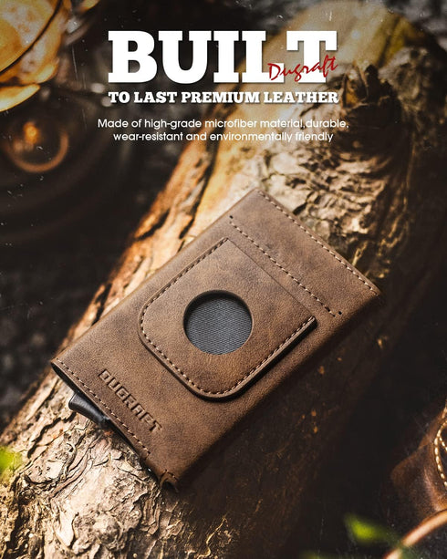 DUGRAFT Pop Up Wallet with AirTag Holder, RFID Blocking Air Tag Wallet with Money Clip Smart Credit Card Holder Wallet for Men(AirTag Not Included...