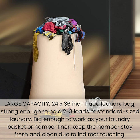 Cotton Clinic 2 Pack Set Cotton Laundry Bags for Delicates, Laundry Bags Canvas Extra Large 24"x36", Multi Purpose Bags, Heavy Duty Natural Drawst...