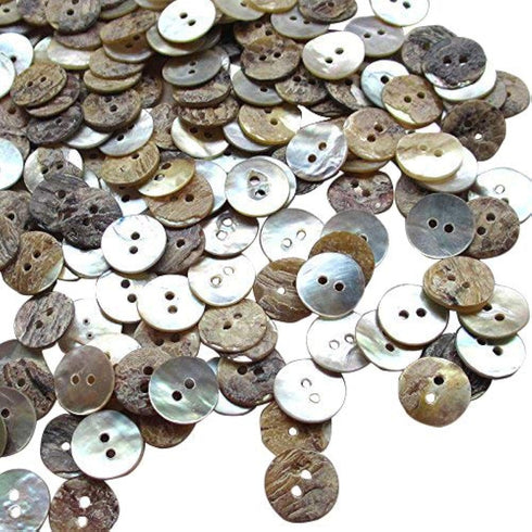 New Upick 11/13/15/23mm 100pcs Shell Buttons Sewing Craft Buttons 2 Holes (13mm)...