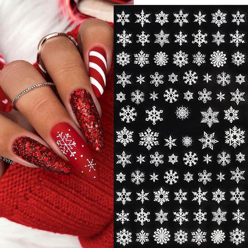 Christmas Nail Art Stickers 5D Embossed White Snowflake Nail Decals Cute Stereoscopic Elk Heart Nail Art Supplies Christmas Tree Planet Nail Desig...