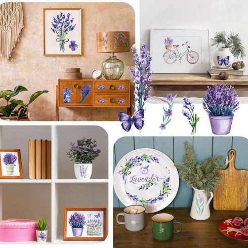 BBTO 12 Sheets Rub on Transfers for Crafts and Furniture Rub on Transfer Stickers Rub on Decals for Wood DIY Paper Home Decor, 5.5 x 5.7 Inch(Lave...