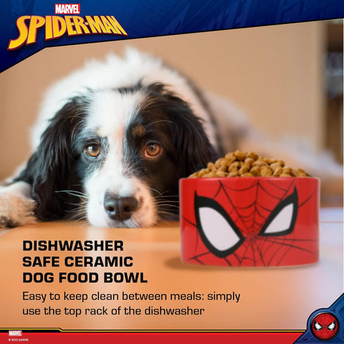 Marvel Comics Spiderman Ceramic Dog Bowl, 6-Inch | Red Ceramic Dog Bowl with Official Marvel Spiderman Detail| Medium Dog Food Bowl or Water Bowl ...