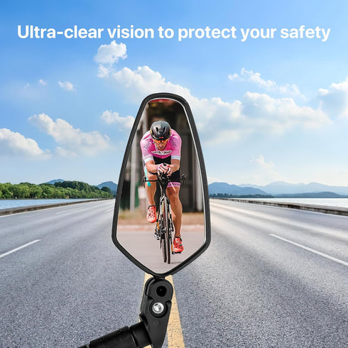 Bike Mirrors, ALLOMN 2Pcs Bicycle Rear View Mirrors for Handlebars, 360? Rotatable Convex Glass Lens Bar End Mirrors, Adjustable HD Handlebar Rear...