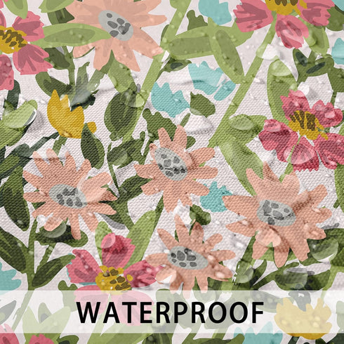 Wildflower Outdoor Waterproof Throw Pillow Covers 18 x 18 Inch Set of 2, Yellow Green Pillowcase Square Cushion Case, Farmhouse Garden Decorative ...