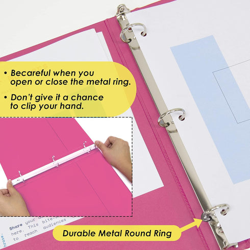 BAZIC 3 Ring Binder 1/2" Economy View Binders Organizer - Fuchsia, Round Ring, Hold 100 Sheets Paper, for School Office Home, 1-Count...