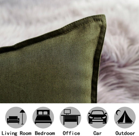 Jeanerlor Cotton Linen Square Decorative Throw Pillow Case Cushion Cover with Twin Needles Stitch on Edge,for Wedding Party Gift Car 12"x20"(30 x ...