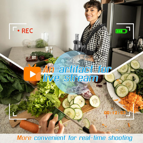 Phone Chest Strap Mount for POV/VLOG Videos, Chest Harness Holder Compatible with iPhone 13 12 11Pro Max Plus,Samsung,GoPro Hero 9, 8, 7, 6,AKASO,...