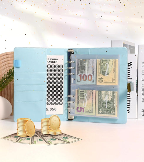 100 Envelope Challenge Binder with Lock - A5 Money Saving Budget Binder Easy and Fun Way to Save $5,050 Savings Challenges Book with Envelopes (Bl...