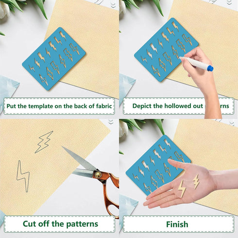 GORGECRAFT 2 Styles Lightning Bolt Stencil Jewelry Shape Template Reusable Thunderbolt Leather Earring Templates Weather Design Stencils for Brace...
