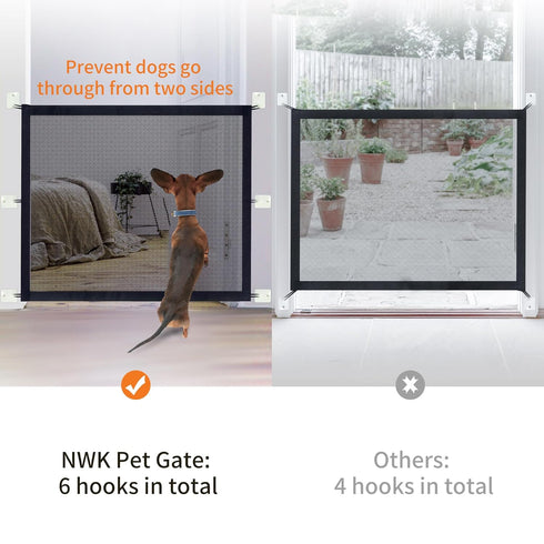 NWK Magic Dog Gate for Stairs Pet Gate for The House Providing a Safe Enclosure for Pets to Play and Rest, 6 Hooks Design (30'' X 43'')...