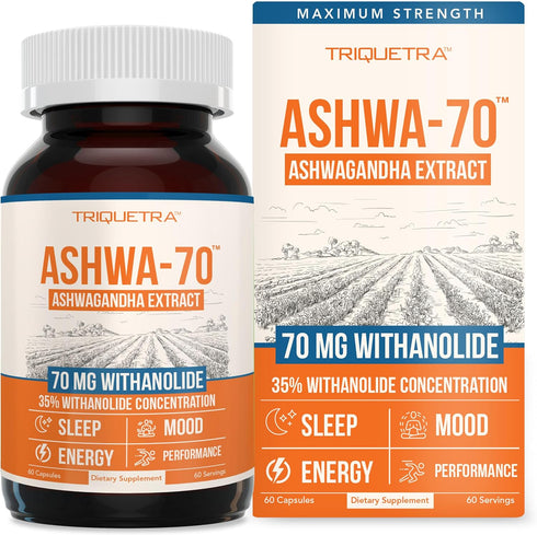 Ashwa-70®: Ashwagandha Extract - 35% Withanolides | Max Strength, Highest Withanolide Concentration - Mood & Performance - Enhanced Absorption wit...