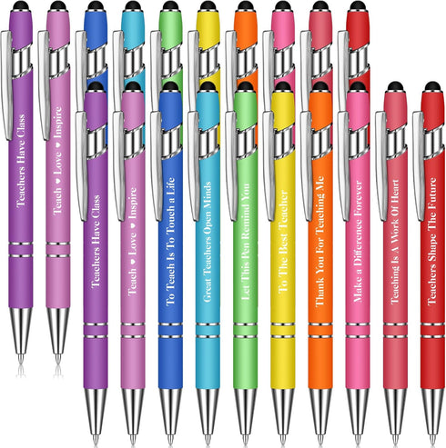 Greeting Theme Ballpoint Pen Teacher Appreciation Pen Inspirational Ballpoint Pens Screen Touch Metal and Stylus Pen for Teacher Writing Stationer...