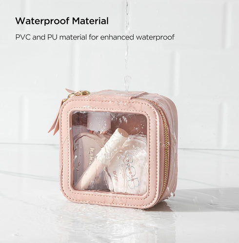 HBlife Small Makeup Bag for Purse Cute Mini Makeup Bag Cosmetic Bag Travel Clear Makeup Pouch Case Organizer Leather Make Up Toiletry Bag Transpar...