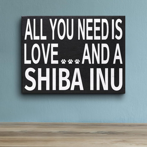 JennyGems Shiba Inu Gifts, All You Need Is Love and a Shiba Inu Wooden Sign, Shelf Decor and Wall Hanging, Made in USA...