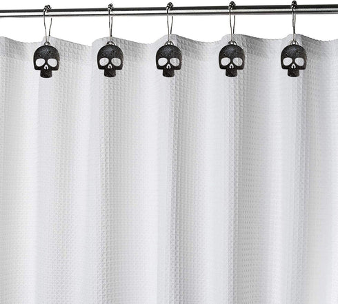 Set of 12 Sugar Skull Shower Curtain Hooks Decorative Home Bathroom Stainless Steel Rustproof Skeletons Shower Curtain Rings Decor Accessories (Bl...