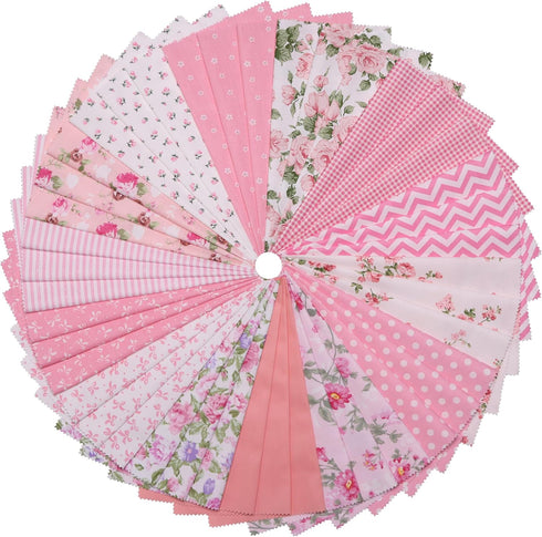 Layer Cake Fabric for Quilting 10 inch, Precut Fabrics Square 10x10 inch for Quilting, Print Pink Cotton Quilt Fabric Squares Bundles for Sewing D...