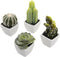 MyGift Set of 4 Assorted Miniature Artificial Succulent & Cactus Plants in White Cube-Shaped Pots...