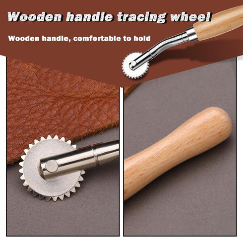 Nitlak 2 PCS Tracing Wheel with Wooden Handle Stainless Steel Pounce Wheel, Point Sewing Tracing Wheel for Sewing Patterns, Rotary Perforator, Ove...