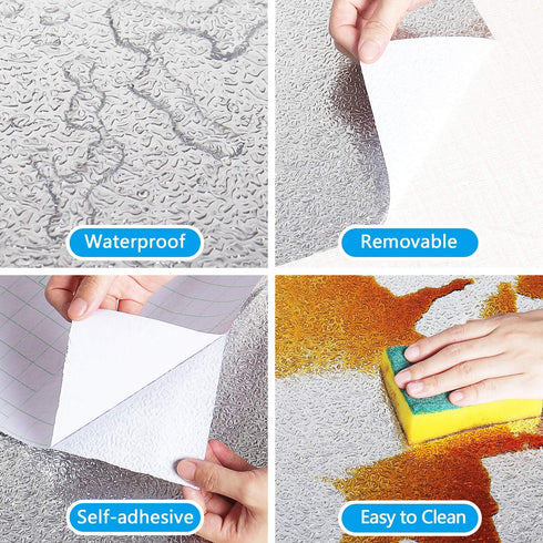 VEELIKE 15.7''x236'' Kitchen Backsplash Wallpaper Peel and Stick Aluminum Foil Contact Paper Self Adhesive Shelf Paper Oil-Proof Heat Resistant Wa...
