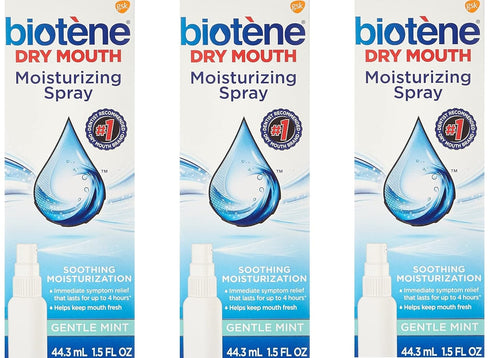 Biotene Gentle Mint Moisturizing Mouth Spray, Sugar-Free, for Dry Mouth and Fresh Breath, 1.5 Fl Oz (Pack of 3)...