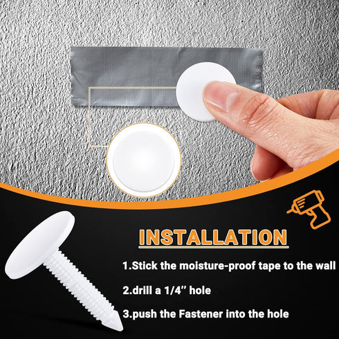 1 3/8 '' Vapor Barrier Christmas Tree Fasteners for Crawlspace Poly Liners Encapsulations Covers White Push Plastic Foam Board Fasteners (150 Pcs)...