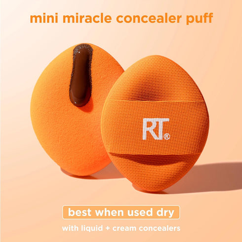 Real Techniques Mini Miracle Concealer Puff Trio, Small Makeup Puff For Liquid & Cream Foundation & Concealer, Targeted Concealing, Travel Friendl...
