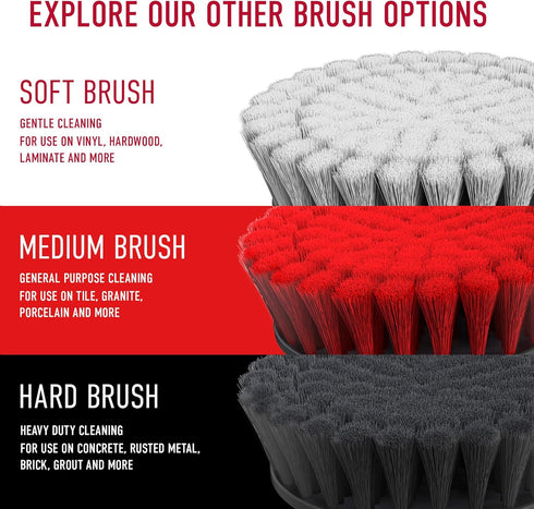 Hoover 6" Soft Bristle Cleaning Brush, Gentle Cleaning Brush for Whole-Home Cleaning, Drill and ONEPWR Cordless Scrubber Compatible, AH86100, Whit...