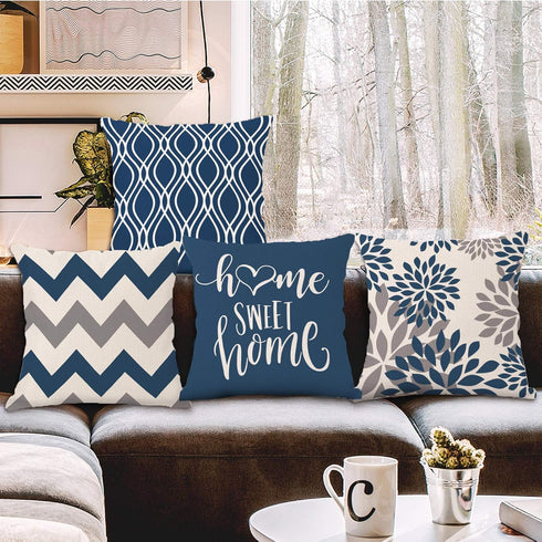 Hexagram Light Blue Geometric Pillow Covers 16x16 Set of 4,Decorative Couch Pillow Cover for Sofa, Cushion Pillow Case for Sofa Couch Indoor Outdo...