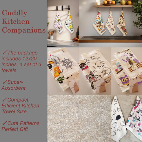 Deluxe Cotton Kitchen Towels 12x20 Inches, Ultra Absorbent&Decorative, Perfect Drying&Cleaning, Soft Hand Towels, Housewarming&Birthday Gifts, Mad...