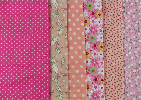 UOOOM 6pcs 50 x 50cm Patchwork Cotton Fabric DIY Handmade Sewing Quilting Fabric Different Designs (Tone-Pink)...
