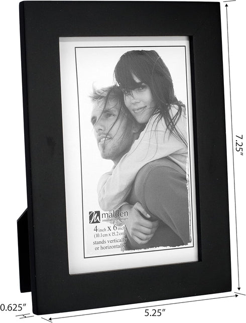Malden 4x6 Picture Frame - Wide Real Wood Molding, Real Glass - Black...