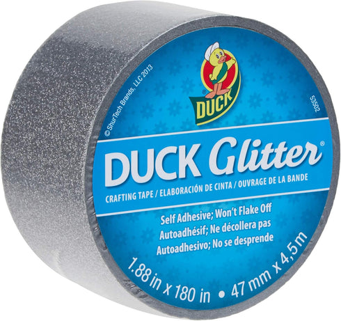 Duck Brand 284725 Glitter Crafting Tape, 1.88-Inch x 5-Yard, Silver, Single Roll...