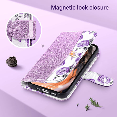 ULAK Compatible with iPhone 13 Wallet Case for Women, Premium PU Leather Flip Cover with Card Holder, Kickstand Feature Protective Purse Case for ...