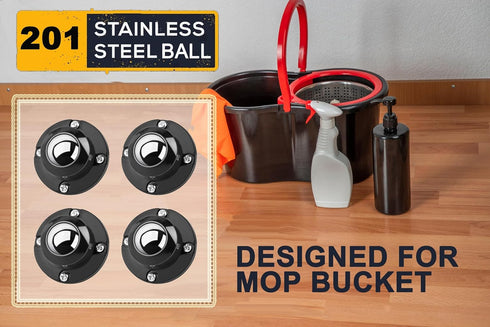 Secbolt Updated Self Adhesive Caster Wheels 4 Pack, 201 Stainless Steel Stick On Wheels...