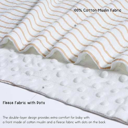 Meracorallo Baby Blankets for Unisex Boys and Girls, Super Soft Nursery Bed Blankets, Printed Throw Blanket with Muslin Cotton Front and Minky Dot...