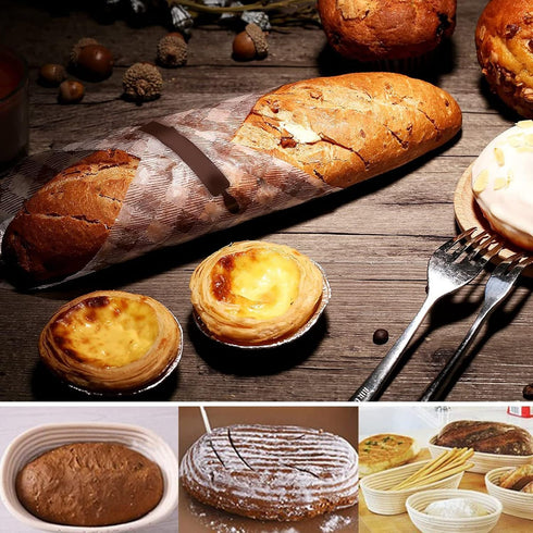 ANPHSIN 13" Banneton Bread Proofing Basket - Sourdough Basket Loaf Brotform, Oval Dough Rising Bowl with Liner for Homemade Bread Making Baking Su...