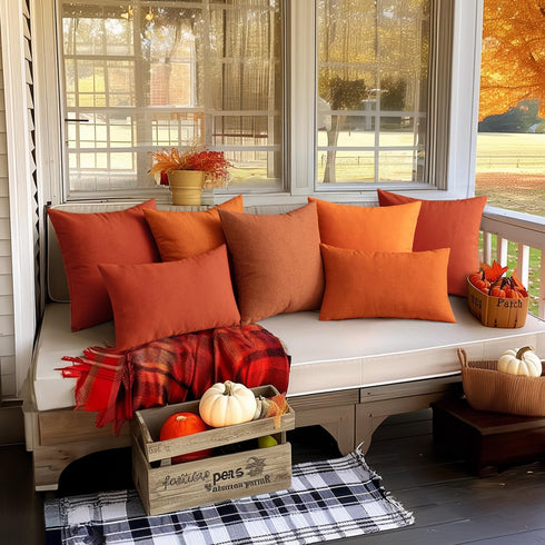 MIULEE Fall Pack of 2 Decorative Outdoor Solid Waterproof Throw Pillow Covers Polyester Linen Garden Farmhouse Cushion Cases for Patio Tent Balcon...