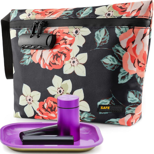 Storage Bag with Combination Lock, Water Resistant Carbon Lining Portable Bag File Organizer Enduring Travel Bag Durable and Stylish Great Gift fo...