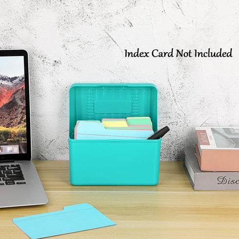 BTSKY 1 Pack 4 x 6 inch Index Card Box - Index Card Holder Notecard Box Recipe Card Box Plastic Storage Organizer for Filling Index Cards, Note Ca...